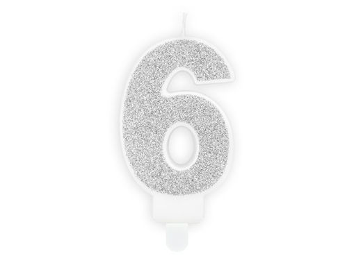 Picture of BIRTHDAY CANDLE SILVER NUMBER 6